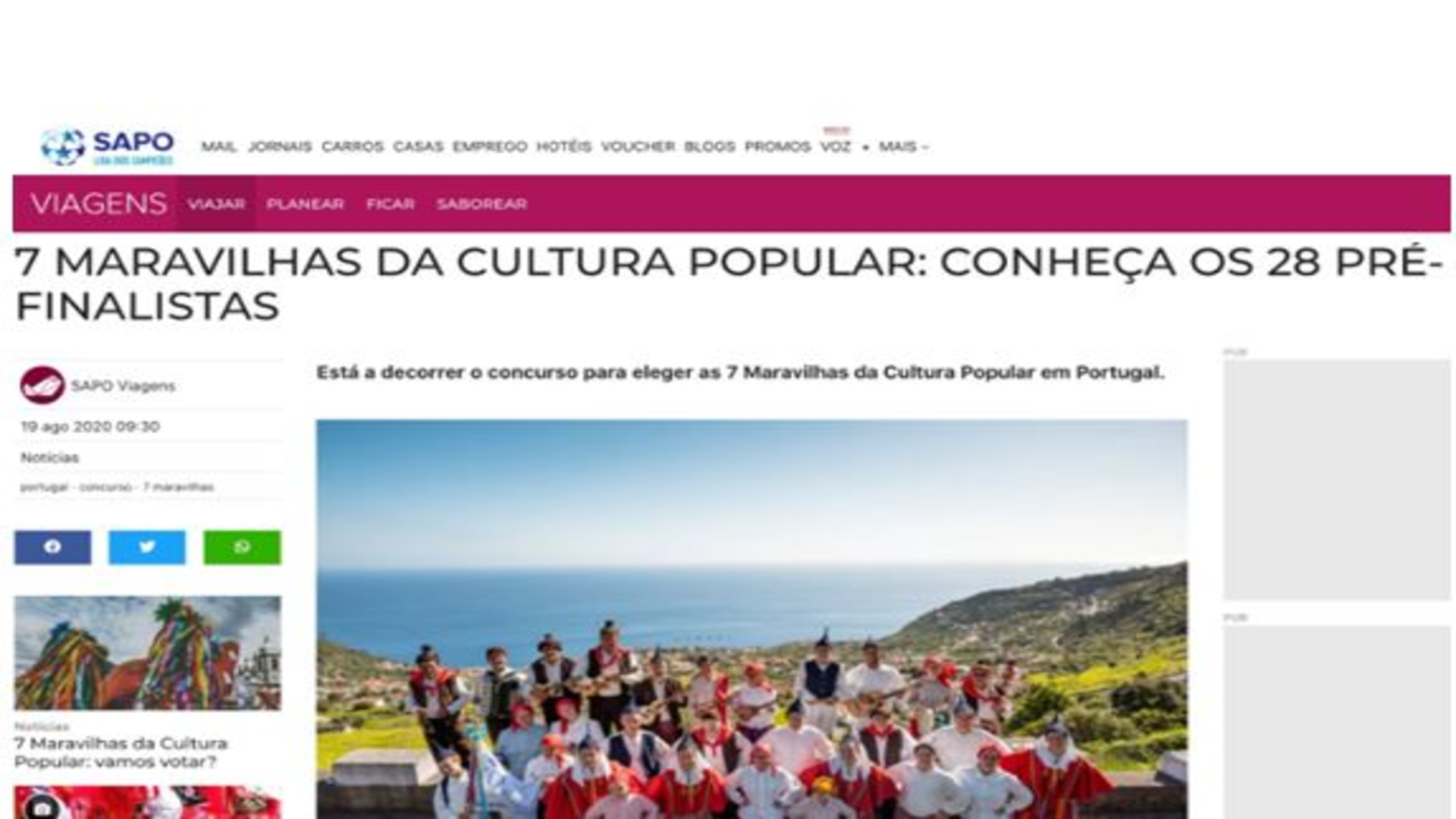 Os 28 Pré-Finalistas das 7 Maravilhas da Cultura Popular® já são conhecidos / MEDIA PARTNER 7 MARAVILHAS