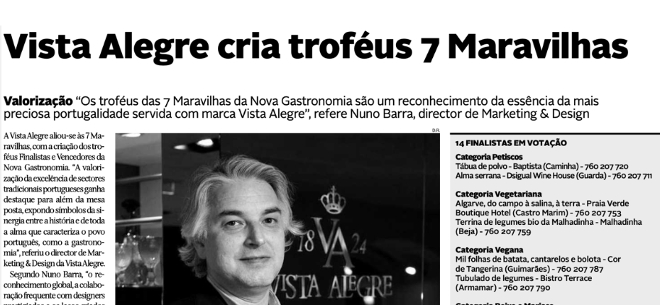 Vista Alegre cria troféus 7 Maravilhas
